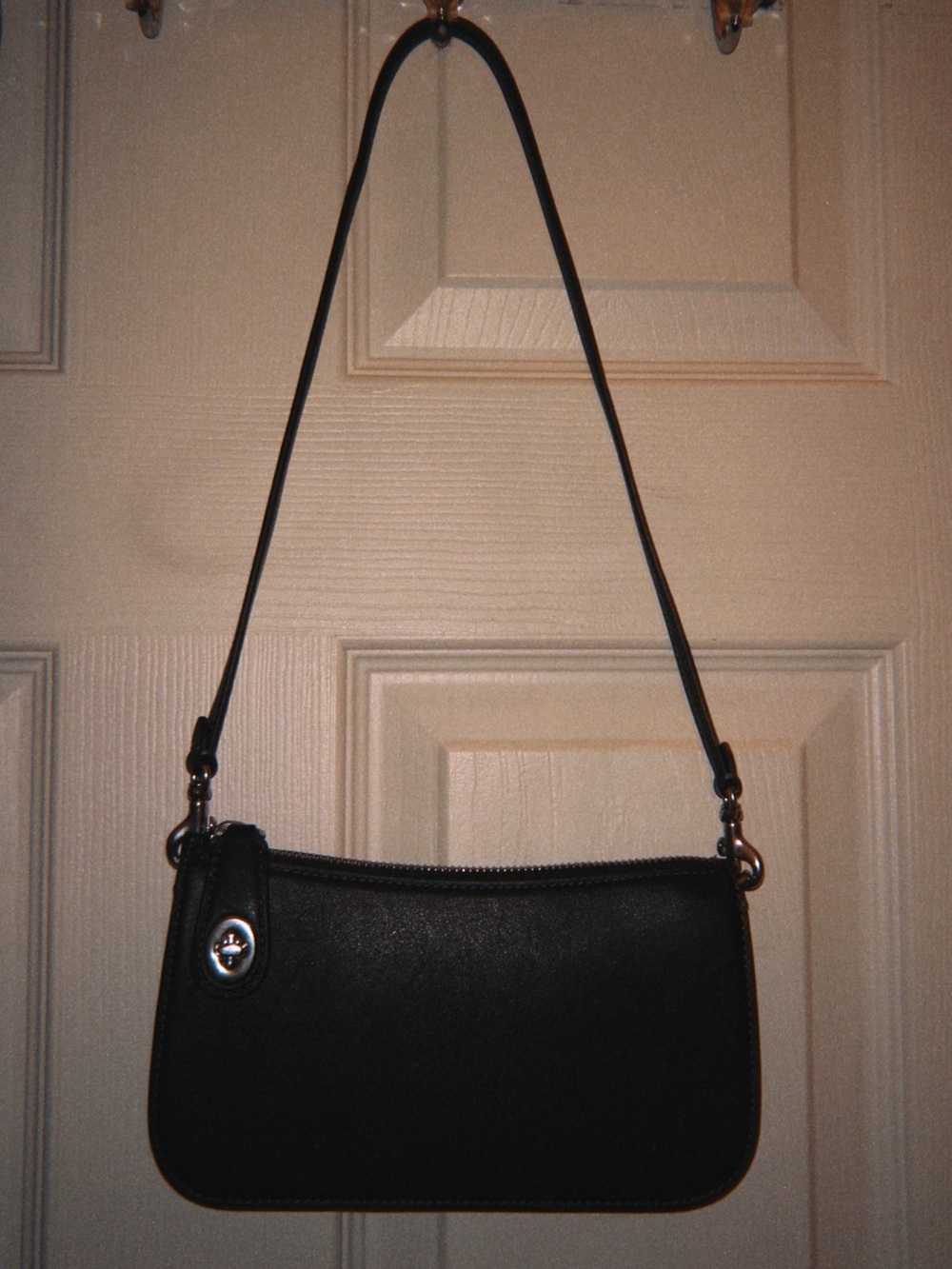 Coach Black Leather Shoulder Bag with Silver Hardware